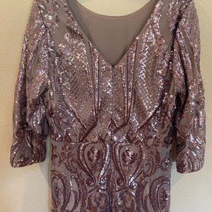 Evening gown lavender sequined floor-length